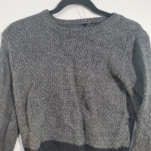 Theory Wool Two Tone Gray Black Long Sleeve Crew Neck Sweater Small P - Picture 4 of 10